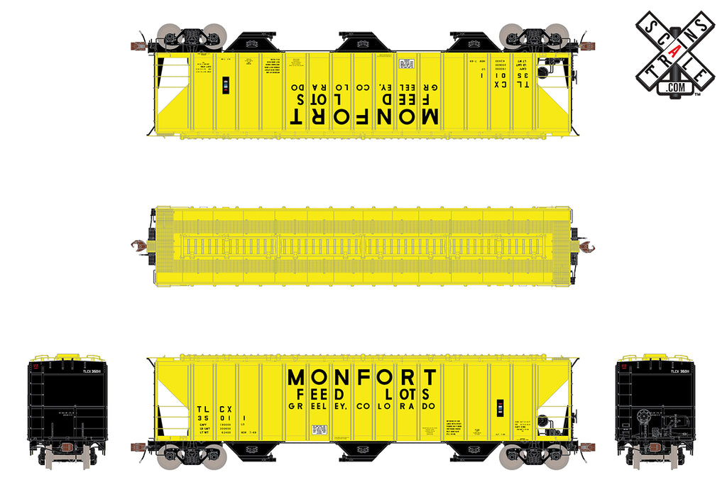 ScaleTrains 33046 HO Scale Rivet Counter PS-2CD 4785 Covered Hopper Monfort TLCX 35028