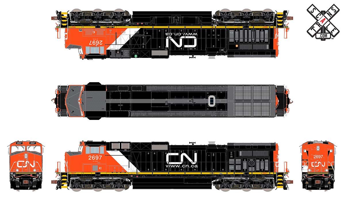 ScaleTrains 33452 Rivet HO Scale GE Dash 9 (C44-9W) Canadian National IC/CN 2697 DCC and LokSound