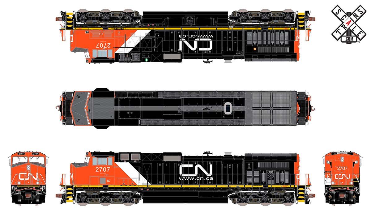 ScaleTrains 33457 Rivet Counter HO Scale GE Dash 9 (C44-9W) Canadian National IC/CN 2707