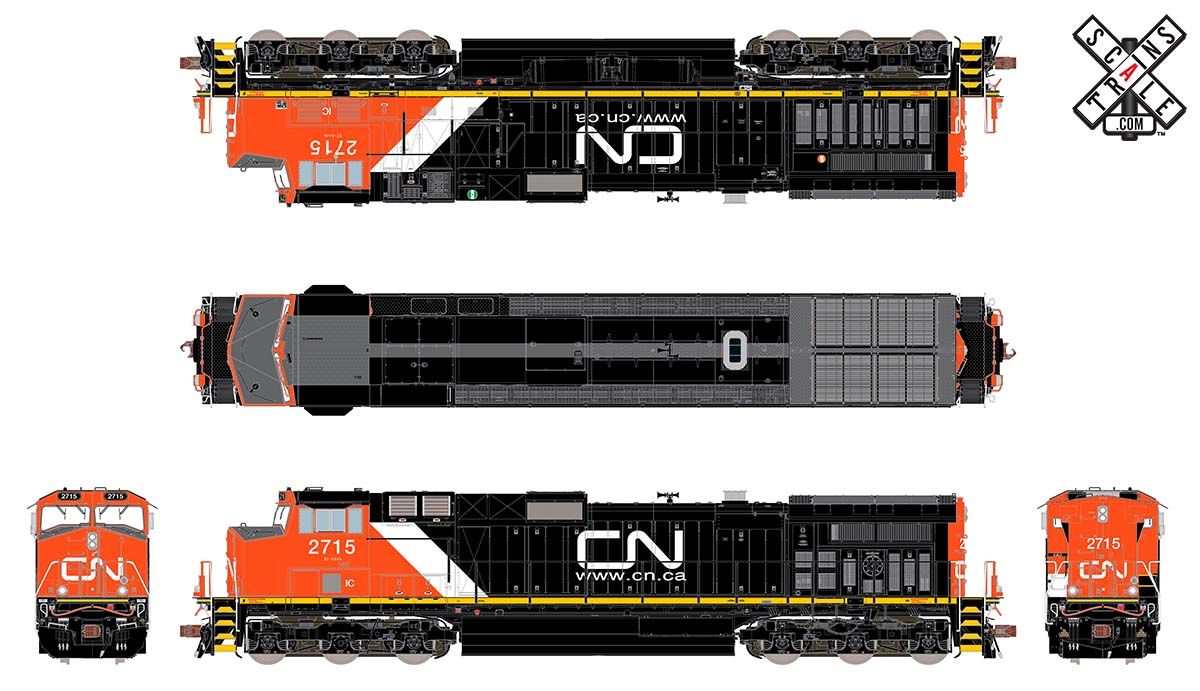 ScaleTrains 33462 Rivet HO Scale GE Dash 9 (C44-9W) Canadian National IC/CN 2725 DCC and LokSound