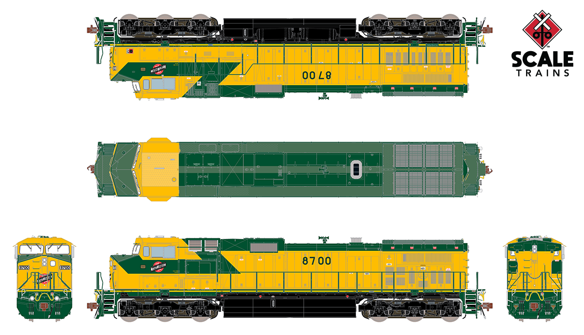ScaleTrains 33473 Rivet Counter HO Scale GE Dash 9 (C44-9W) Chicago NorthWestern CN&W 8700