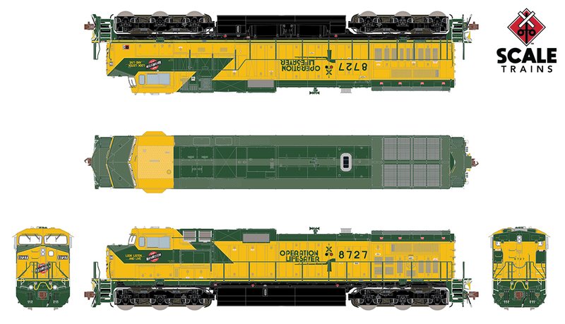 ScaleTrains 33475 Rivet Counter HO Scale GE Dash 9 (C44-9W) Chicago NorthWestern "OLS" CN&W 8727