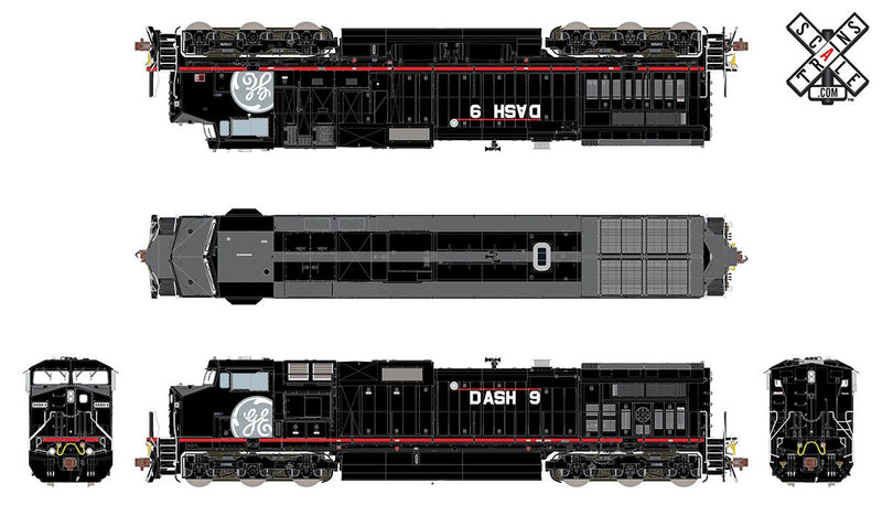 ScaleTrains 33477 Rivet Counter HO Scale GE Dash 9 (C44-9W) GECX Demonstrator 8601