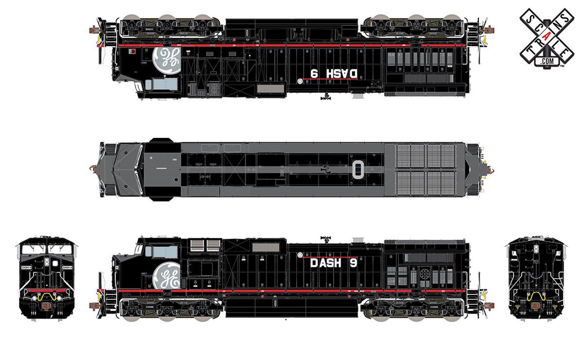 ScaleTrains 33477 Rivet Counter HO Scale GE Dash 9 (C44-9W) GECX Demonstrator 8601