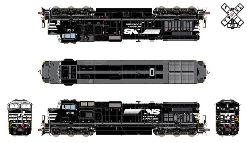 ScaleTrains 33478 Rivet HO Scale GE Dash 9 (C40-9W) Norfolk Southern NS 9581 DCC and LokSound