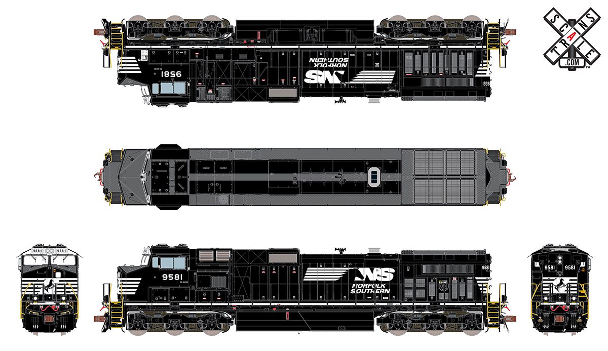 ScaleTrains 33478 Rivet HO Scale GE Dash 9 (C40-9W) Norfolk Southern NS 9581 DCC and LokSound