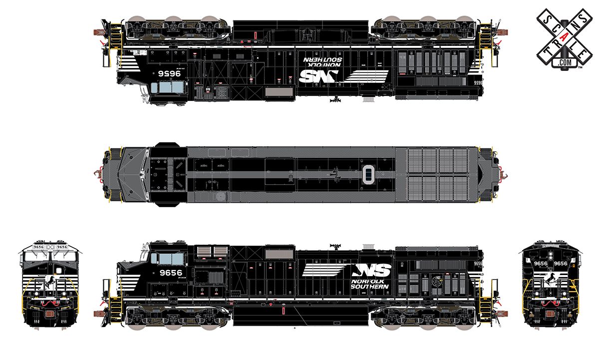 ScaleTrains 33480 Rivet HO Scale GE Dash 9 (C40-9W) Norfolk Southern NS 9656 DCC and LokSound