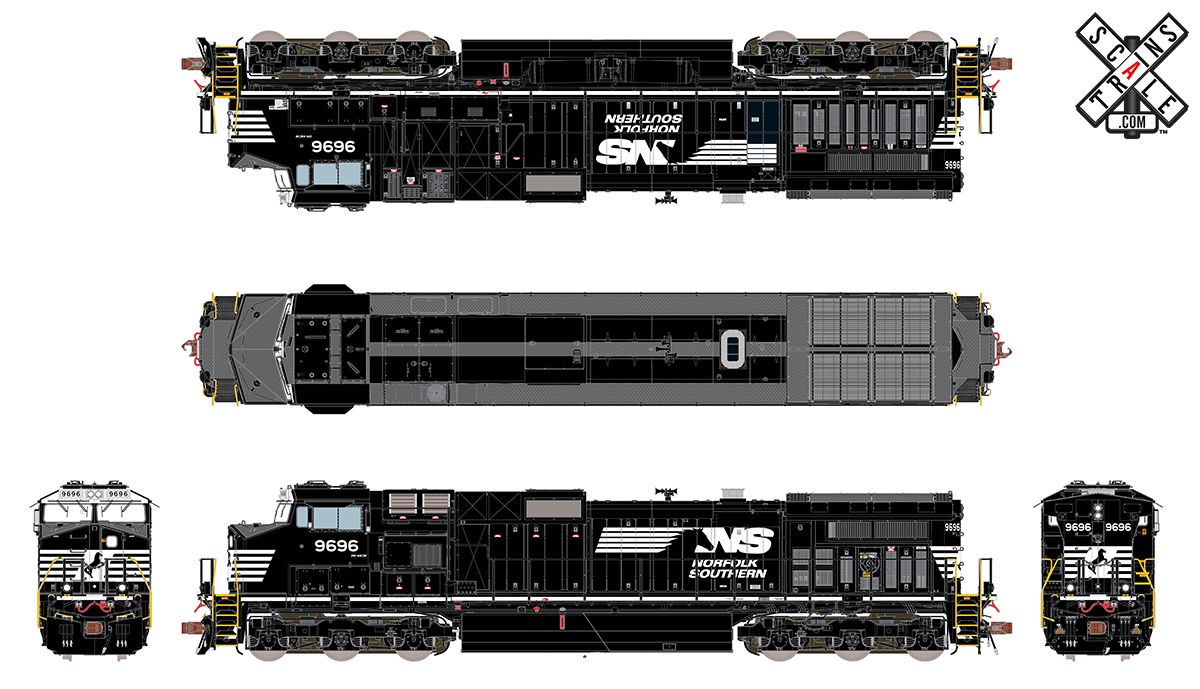 ScaleTrains 33484 Rivet HO Scale GE Dash 9 (C40-9W) Norfolk Southern NS 9696 DCC and LokSound