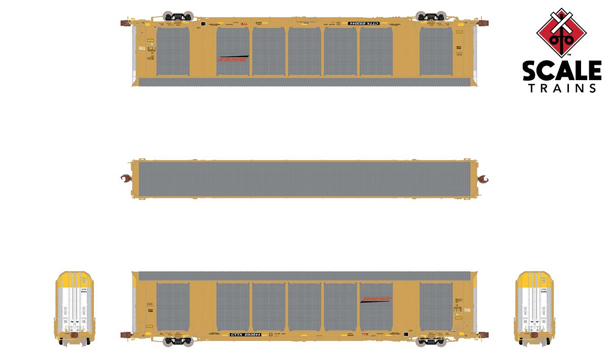 ScaleTrains 33724 Rivet N Scale Gunderson Multi-Max Autorack Yellow BNSF 693121