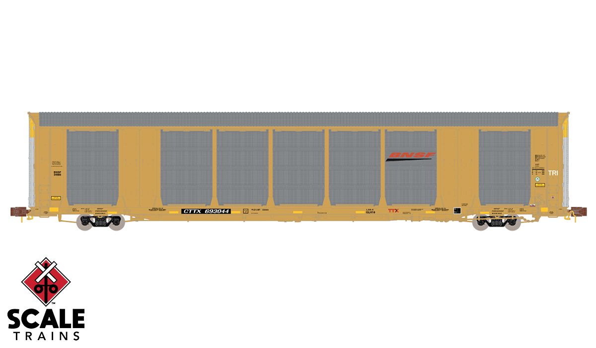 ScaleTrains 33725 Rivet N Scale Gunderson Multi-Max Autorack Yellow BNSF 693159