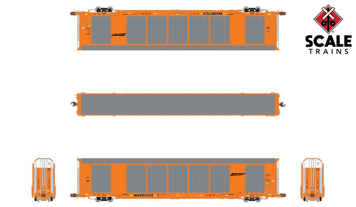 ScaleTrains 33727 Rivet N Scale Gunderson Multi-Max Autorack Orange BNSF 694755