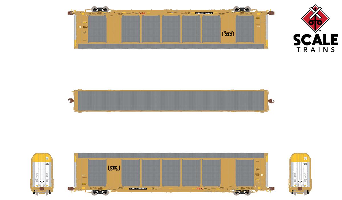 ScaleTrains 33746 Rivet N Scale Gunderson Multi-Max Autorack CSX TTGX 695579ScaleTrains 33746 Rivet N Scale Gunderson Multi-Max Autorack CSX TTGX 695579