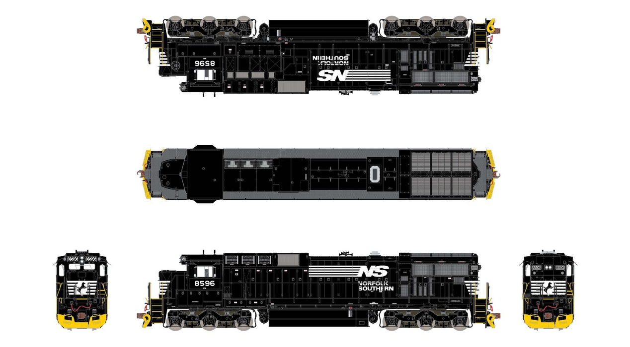 ScaleTrains 38737 Rivet HO GE C39-8 Phase II (Yellow Plow) Norfolk Southern NS 8596 DCC & Sound