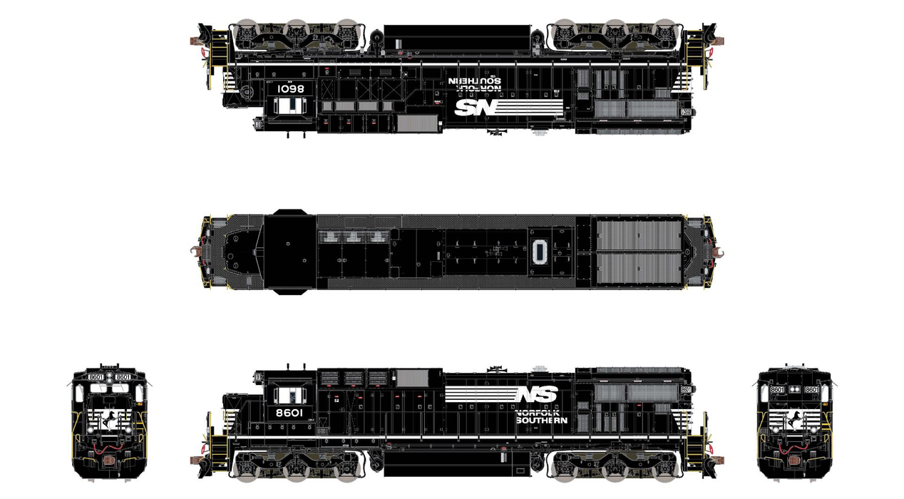 ScaleTrains 38740 Rivet HO GE C39-8 Phase II "Ditch Lights" Norfolk Southern NS 8601 DC