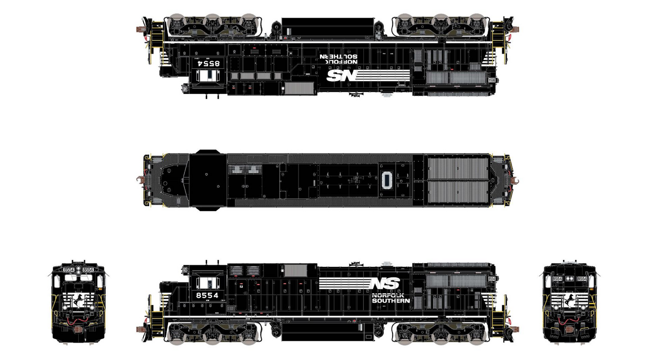 ScaleTrains 38741 Rivet HO GE C39-8 Phase II "Ditch Lights" Norfolk Southern NS 8554 DCC & Sound