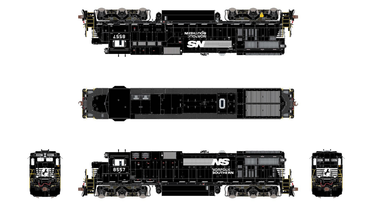 ScaleTrains 38743 Rivet HO GE C39-8 Phase II "Ditch Lights" Norfolk Southern NS 8557 DCC & Sound