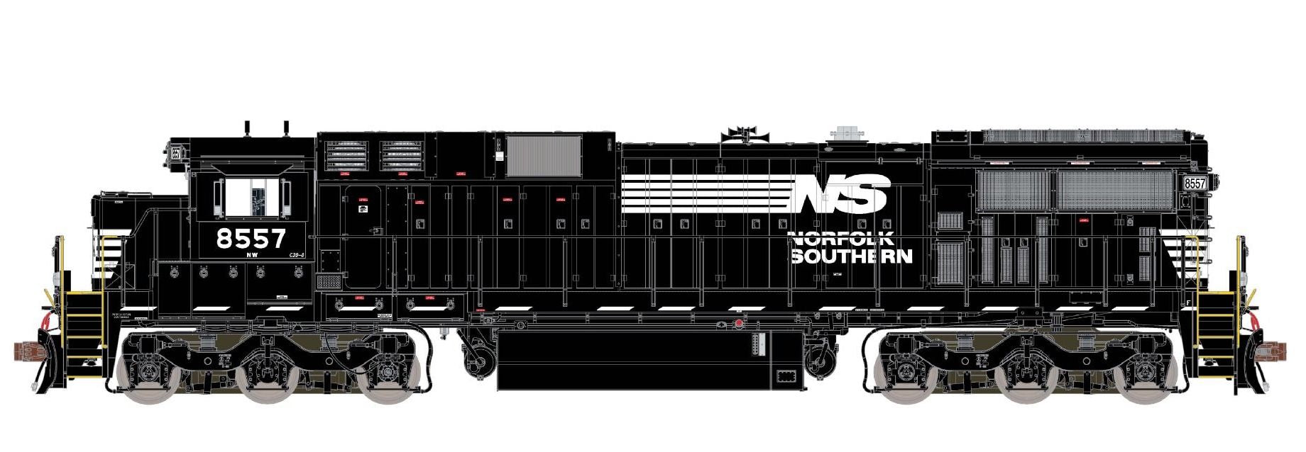 ScaleTrains 38743 Rivet HO GE C39-8 Phase II "Ditch Lights" Norfolk Southern NS 8557 DCC & Sound
