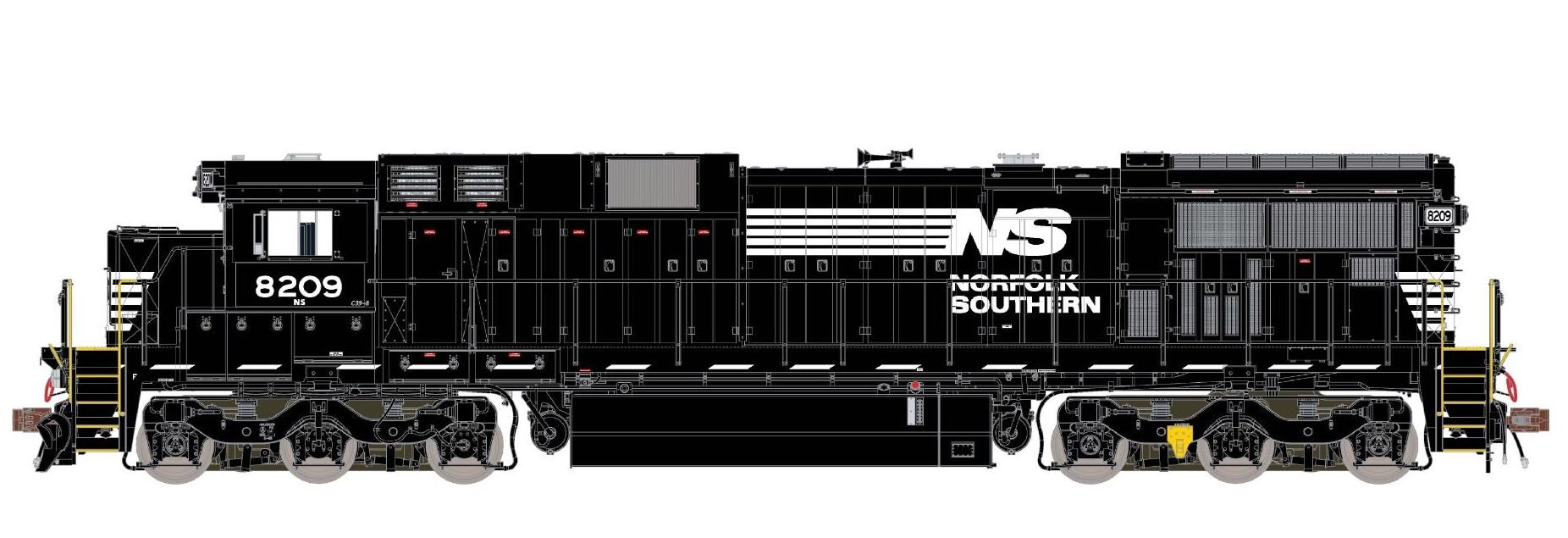 ScaleTrains 38746 Rivet HO GE C39-8 Phase III "Ditch Lights" Norfolk Southern NS 8209 DC