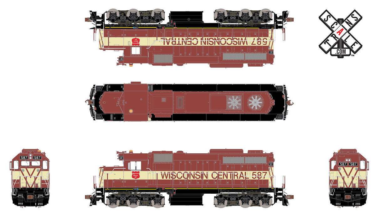 ScaleTrains 70037 HO Scale Museum Quality EMD SDL39 (Creme) Wisconsin Central WC 587