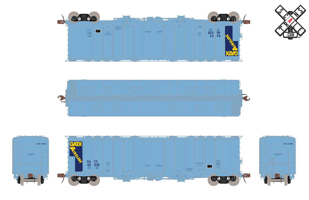 ScaleTrains HO Scale 32986 Rivet 4180 Airslide Hopper Blue GATX GACX 46635