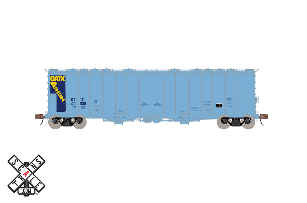 ScaleTrains HO Scale 32986 Rivet 4180 Airslide Hopper Blue GATX GACX 46635
