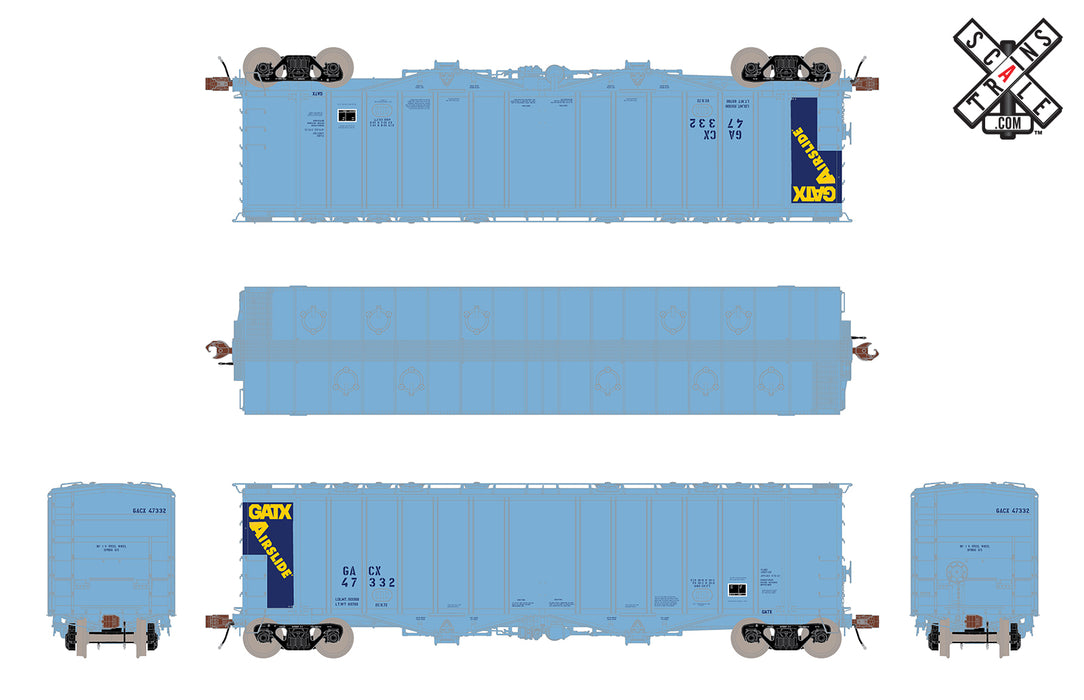 ScaleTrains HO Scale 32987 Rivet 4180 Airslide Hopper Blue GATX GACX 47332