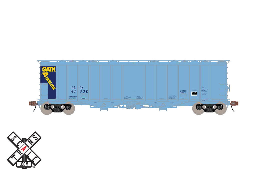 ScaleTrains HO Scale 32987 Rivet 4180 Airslide Hopper Blue GATX GACX 47332