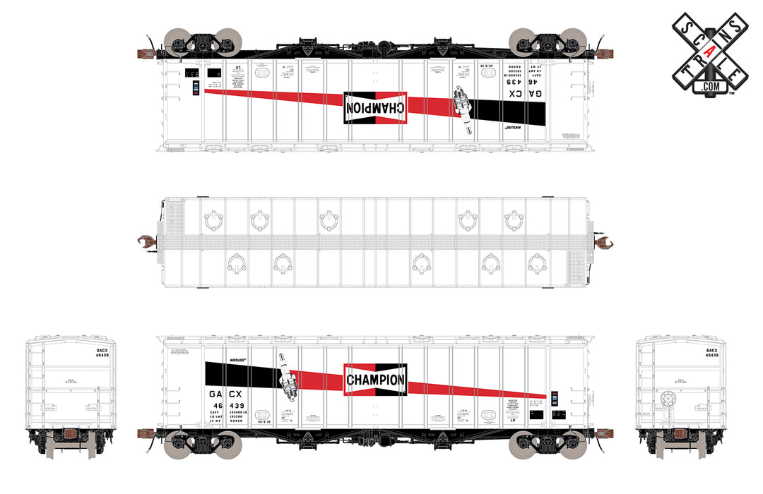 ScaleTrains HO Scale 32991 Rivet 4180 Airslide Hopper Champion Spark Plug GACX 46440
