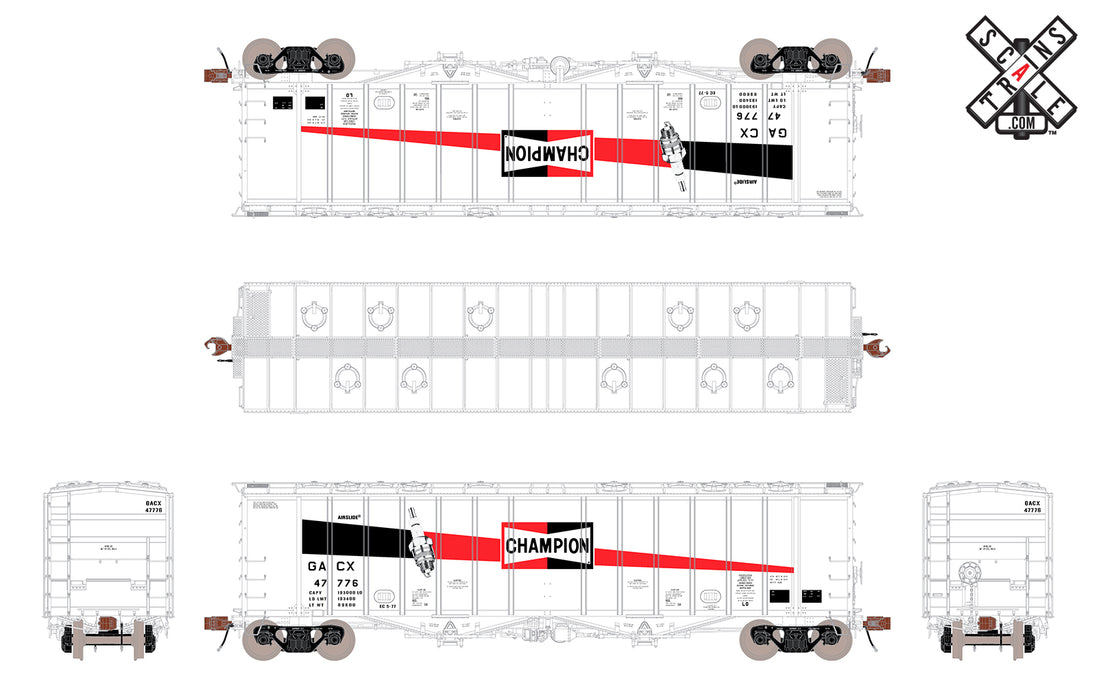 ScaleTrains HO Scale 32993 Rivet 4180 Airslide Hopper Champion Spark Plug GACX 47776