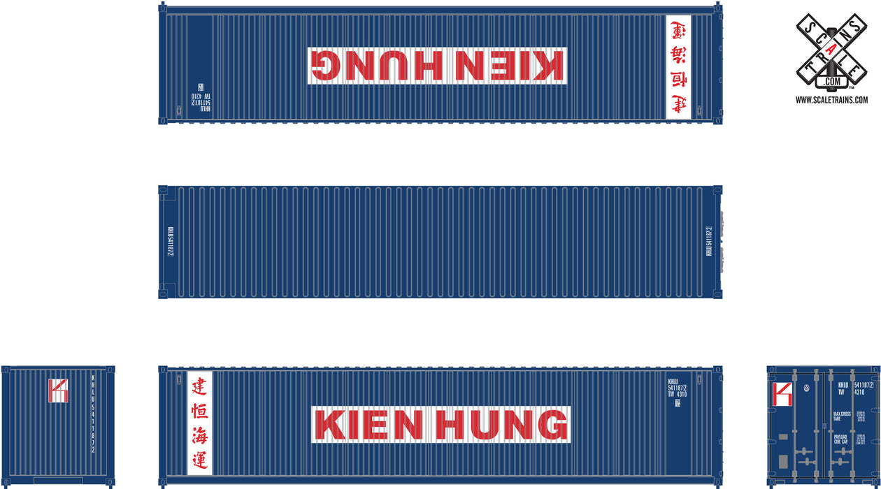 ScaleTrains Operator 11030 HO Scale 40' Square Container Kien Hung KHLU 3 Pack