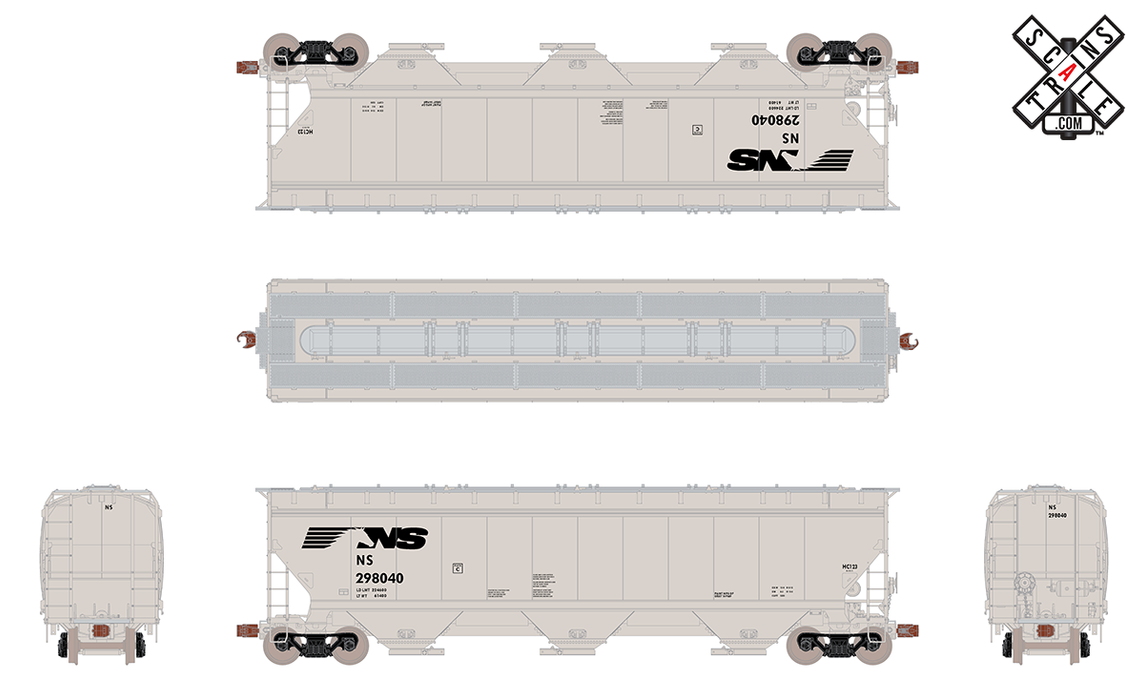 ScaleTrains Operator 11344 HO Scale Gunderson 5188 Covered Hopper Norfolk Southern NS 298067
