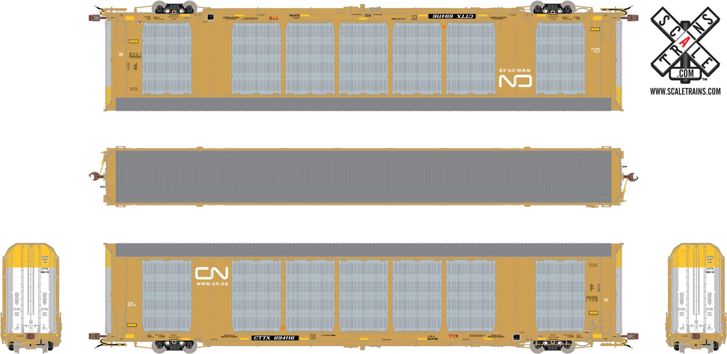 ScaleTrains Rivet 32745 HO Scale Gunderson Multi-Max Autorack Canadian National CN/CTTX 694116