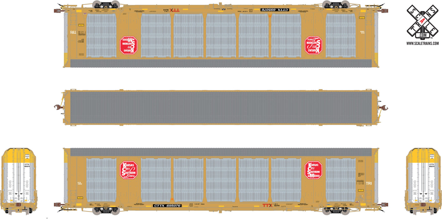 ScaleTrains Rivet 32764 HO Scale Gunderson Multi-Max Autorack Kansas City Southern KCS/CTTX 695150