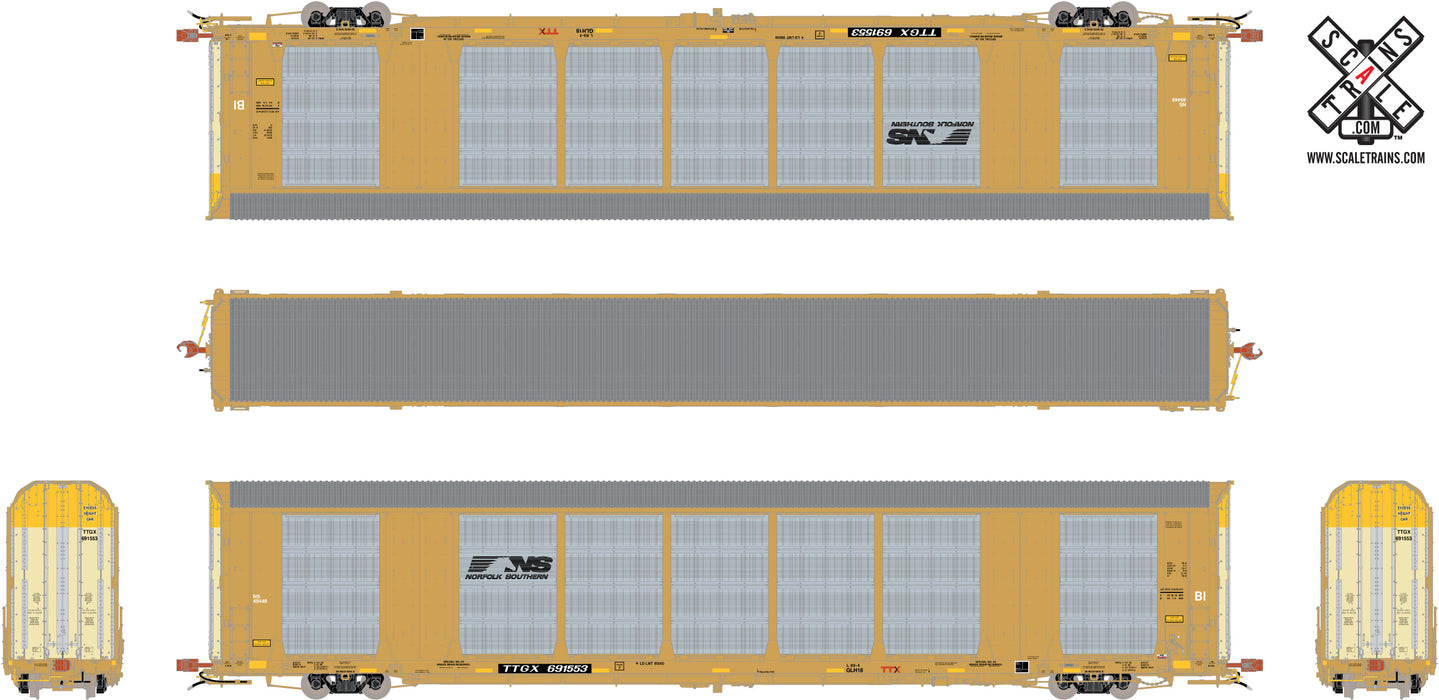 ScaleTrains Rivet 32773 HO Scale Gunderson Multi-Max Autorack Norfolk Southern NS/TTGX 6915336