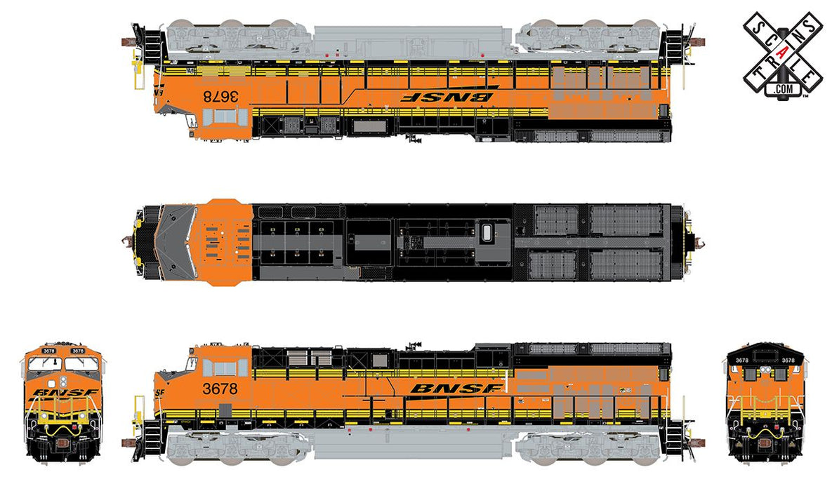 ScaleTrains Rivet 33173 HO Scale GE ET44C4 Tier 4 GEVo Diesel BNSF Heritage III 3690 DCC LokSound