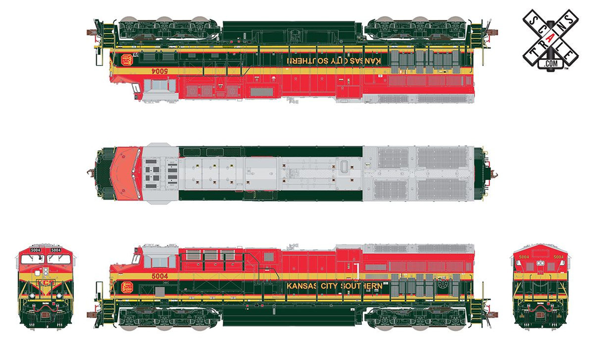 ScaleTrains Rivet 33197 HO Scale GE ET44AC Tier 4 GEVo Diesel Kansas City Southern KCS 5008 LokSound