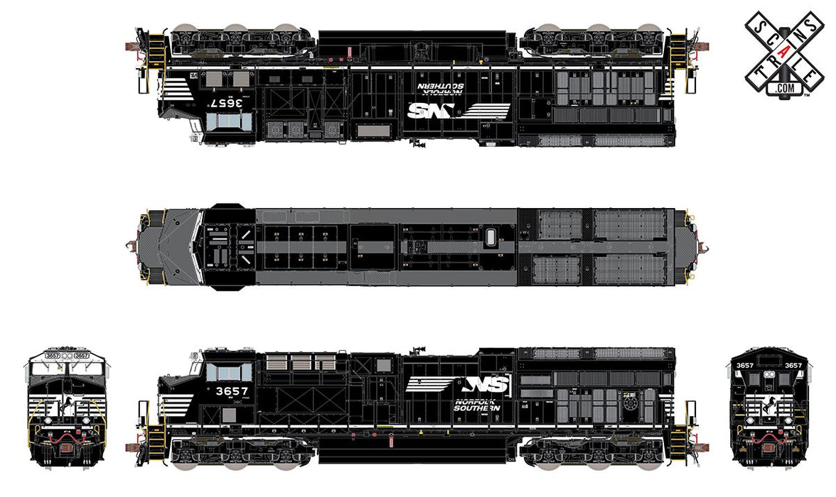 ScaleTrains Rivet 33204 HO Scale GE ET44AC Tier 4 GEVo Diesel Norfolk Southern NS 3666