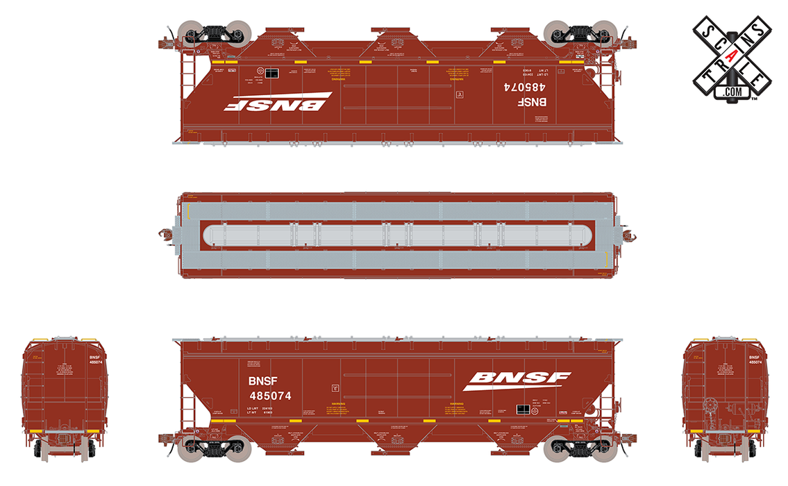 ScaleTrains Rivet 33280 HO Scale Gunderson 5188 Covered Hopper BNSF 485074