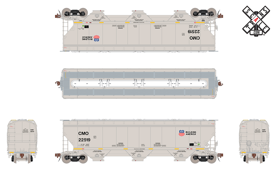 ScaleTrains Rivet 33304 HO Scale Gunderson 5188 Covered Hopper Union P ...