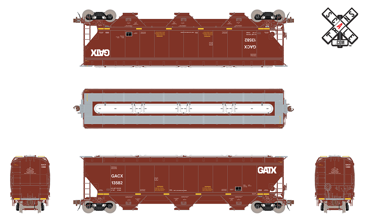 ScaleTrains Rivet 33316 HO Scale Gunderson 5188 Covered Hopper GATX GA ...