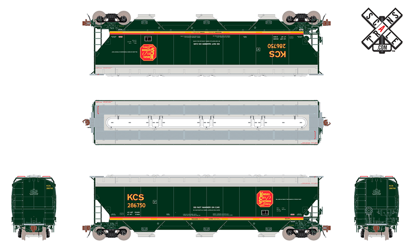 ScaleTrains Rivet 33329 HO Scale Gunderson 5188 Covered Hopper Kansas City Southern KCS 286810