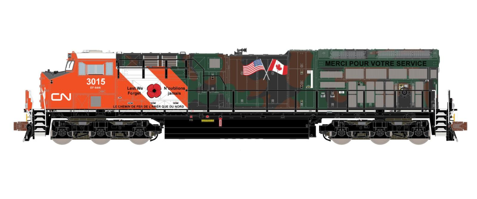 ScaleTrains Rivet 33637 N Scale GE ET44 Tier 4 Diesel "Veterans Commemorative" CN 3015