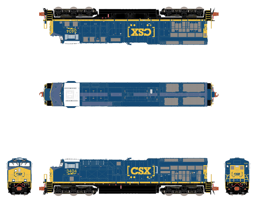 ScaleTrains Rivet 33647 N Scale GE ET44 Tier 4 Diesel "Boxcar Logo" CSXT 3404