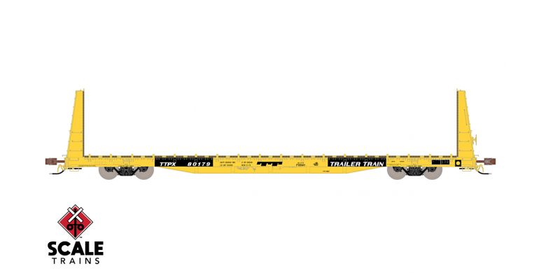 ScaleTrains Rivet 38377 HO Scale BSC F68AH Bulkhead Flatcar "Yellow" TTPX 80179