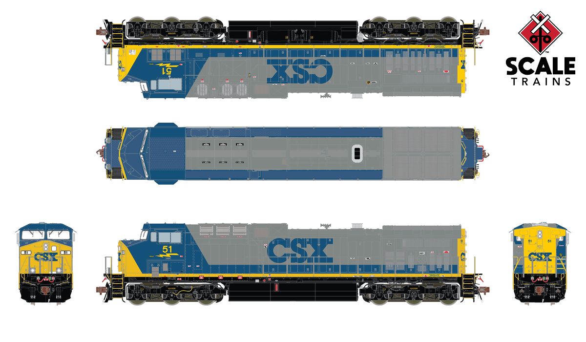 ScaleTrains Rivet 38451 HO Scale GE AC4400CW Diesel CSX YN2 51 LokSound