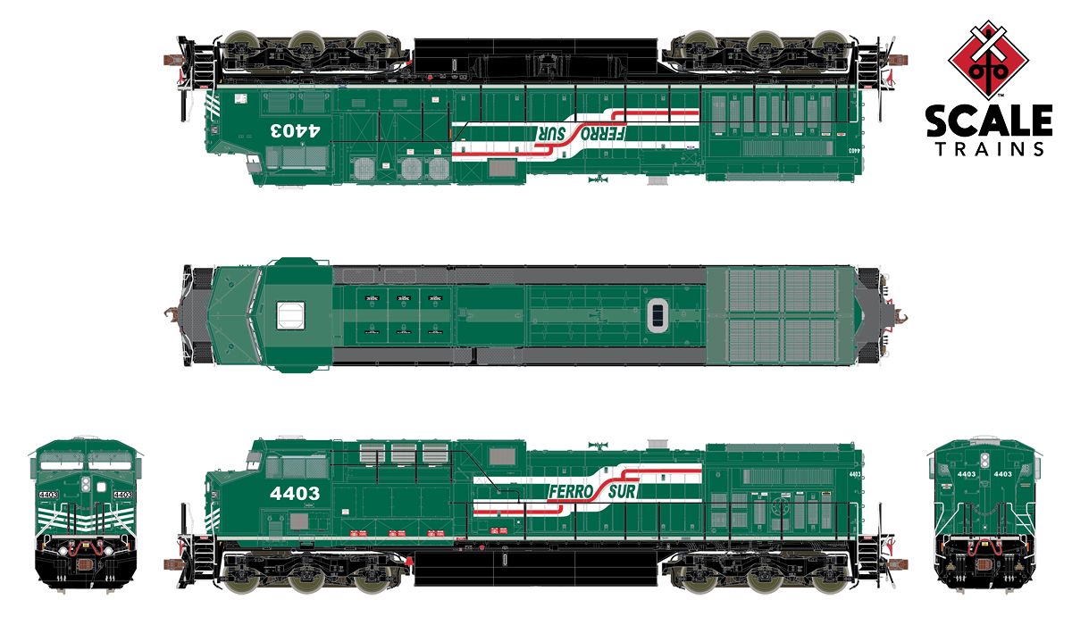 ScaleTrains Rivet 38469 HO Scale GE AC4400CW Diesel Ferrosur 4407 LokSound