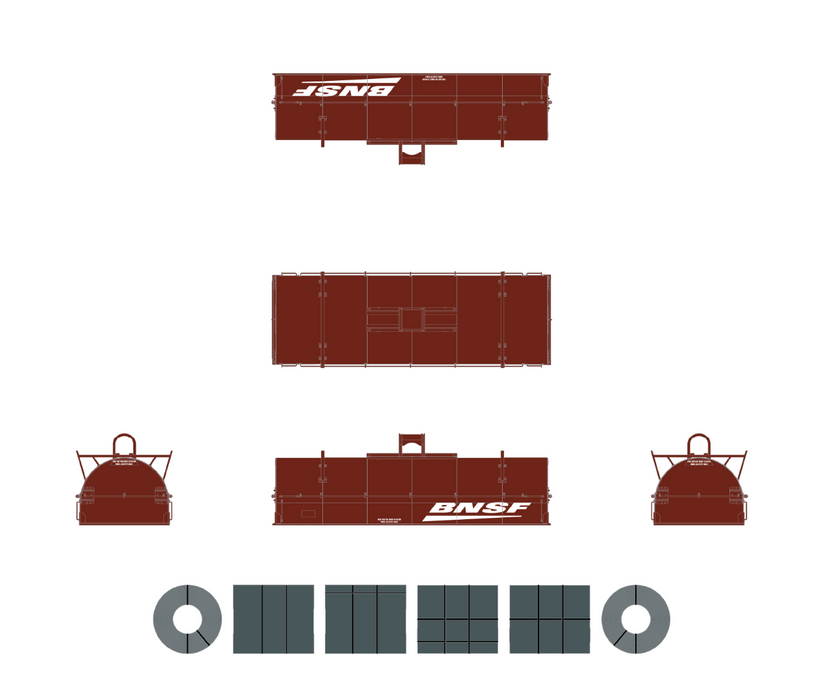 ScaleTrains Rivet 38505 HO Scale Thrall 48' Coil Steel Car BNSF "Mixed Hoods" 534103