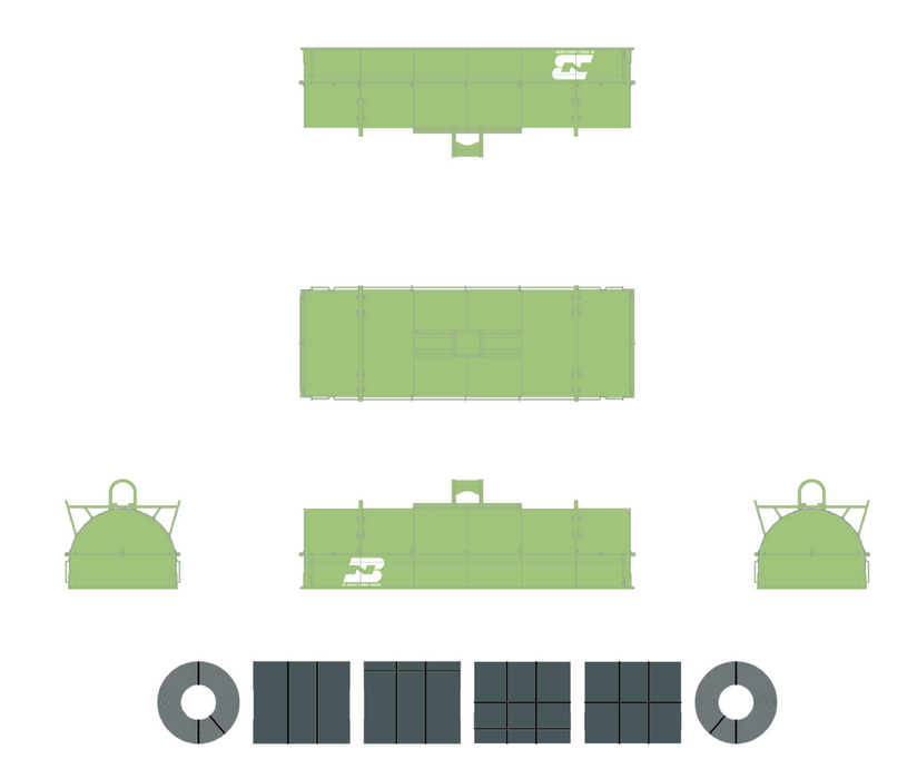 ScaleTrains Rivet 38505 HO Scale Thrall 48' Coil Steel Car BNSF "Mixed Hoods" 534103