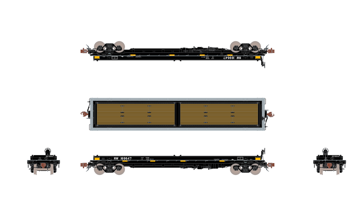 ScaleTrains Rivet 38508 HO Scale Thrall 48' Coil Steel Car "Gray Hoods" Norfolk Southern NS 169647