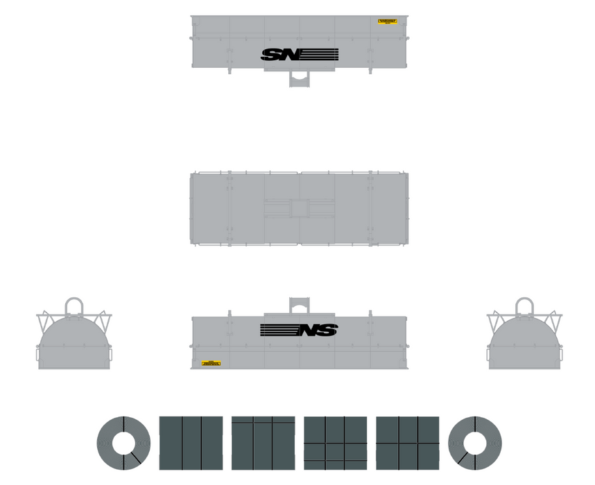 ScaleTrains Rivet 38508 HO Scale Thrall 48' Coil Steel Car "Gray Hoods" Norfolk Southern NS 169647